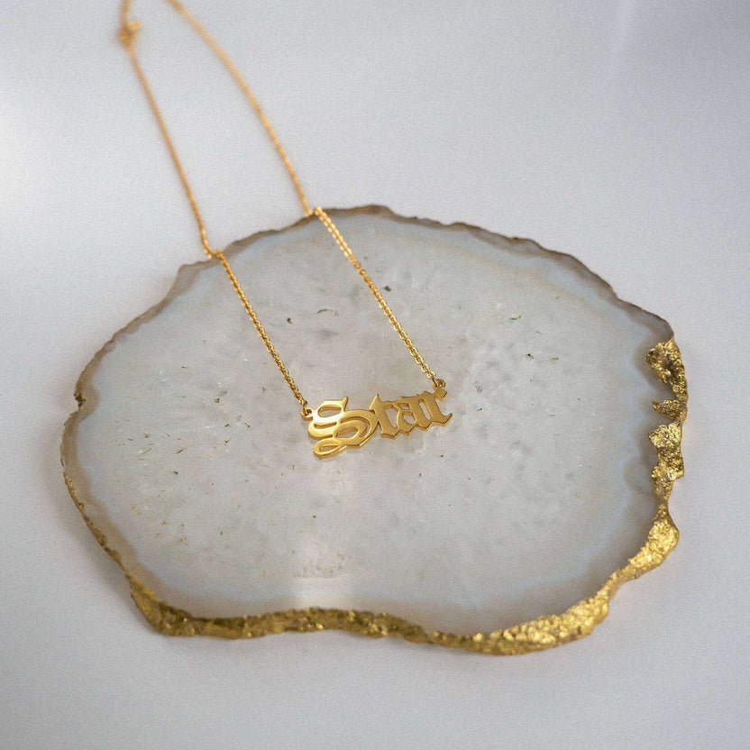 Old English Font Necklace