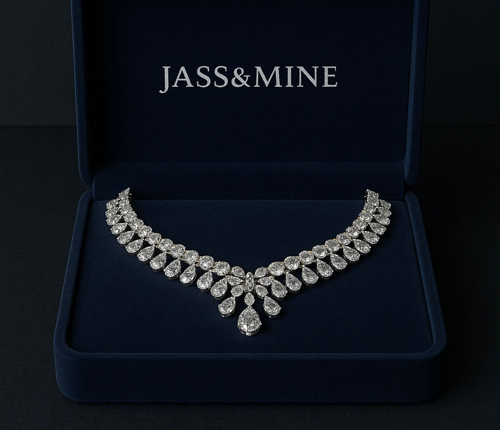 Diamond Drop Mixed Shape Couture Statement Necklace