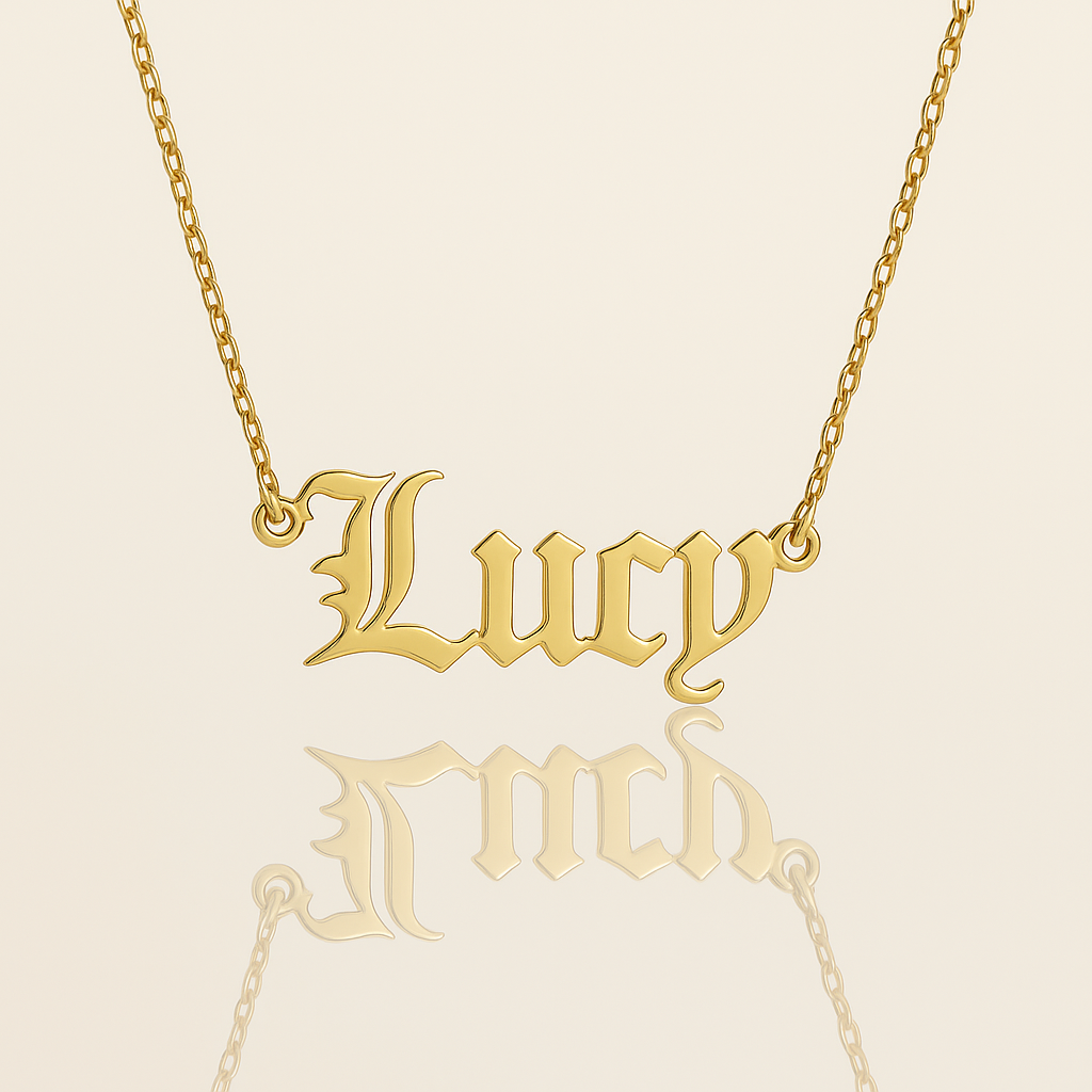 Old English Font Necklace