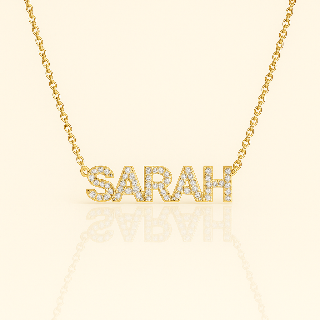 Iced Block Name Necklace