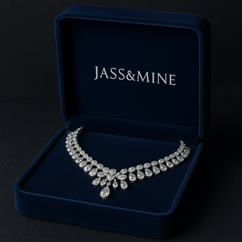 Diamond Drop Mixed Shape Couture Statement Necklace