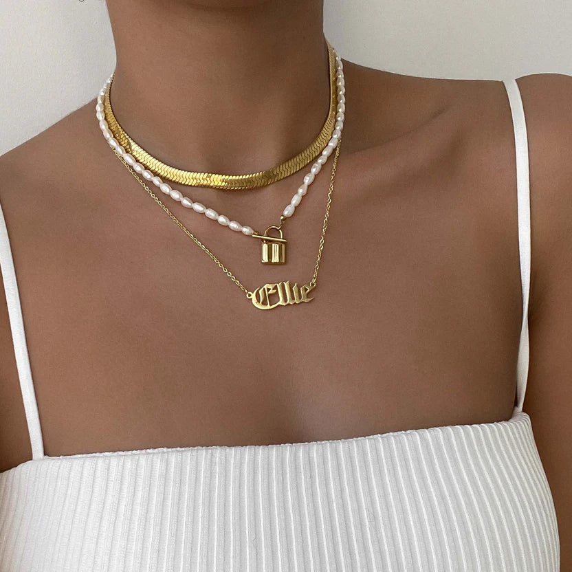 Old English Font Necklace