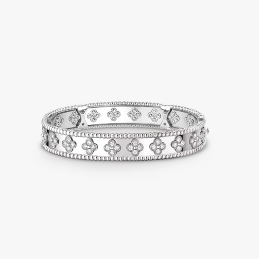 Pèarl Clover Bangle (Silver)