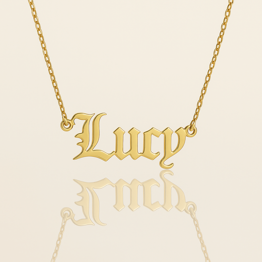 Old English Font Necklace