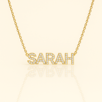 Iced Block Name Necklace