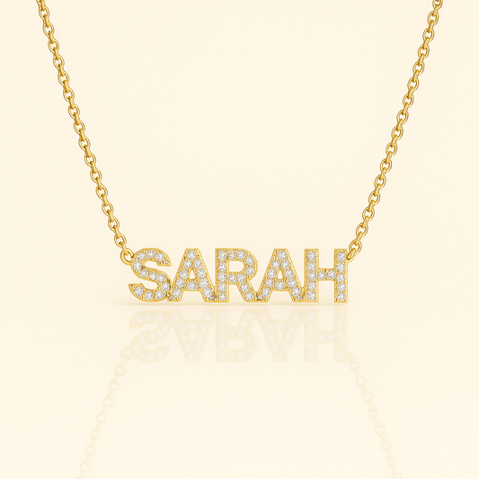 Iced Block Name Necklace
